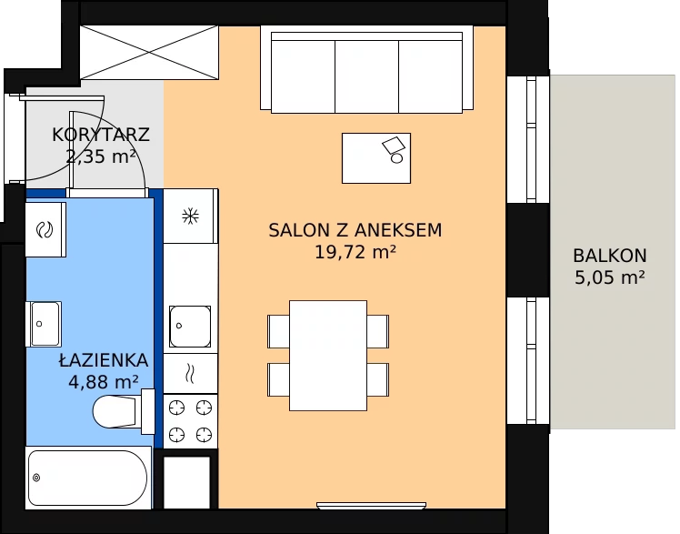 Zalety mieszkania 27.38 m², 03.5.M05