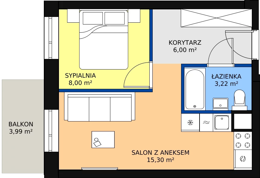 Zalety mieszkania 33.64 m², 03.5.M07