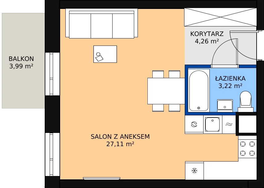 Zalety mieszkania 35.14 m², 03.5.M09