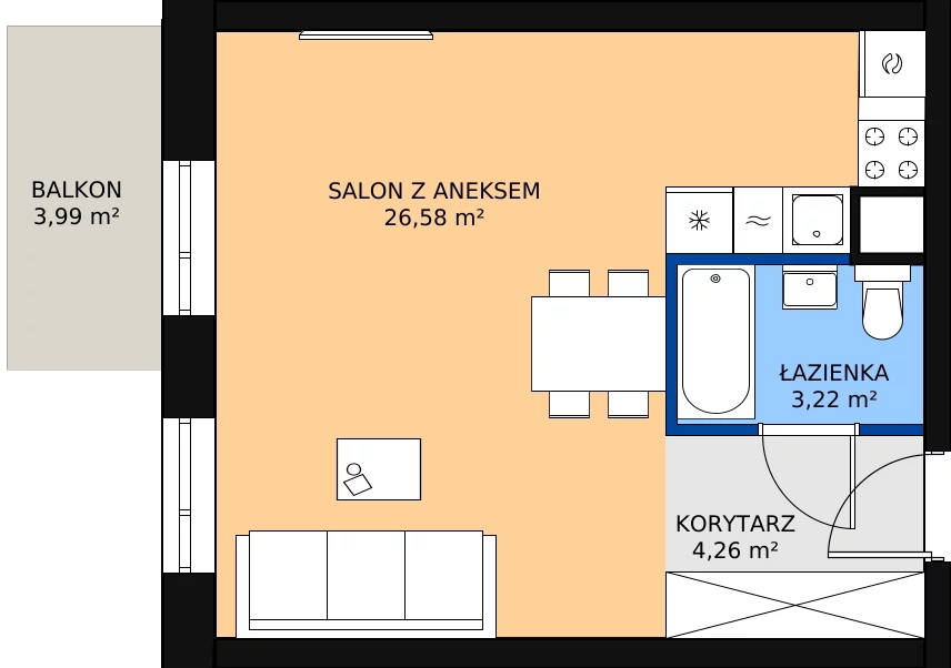 Zalety mieszkania 34.61 m², 03.5.M10