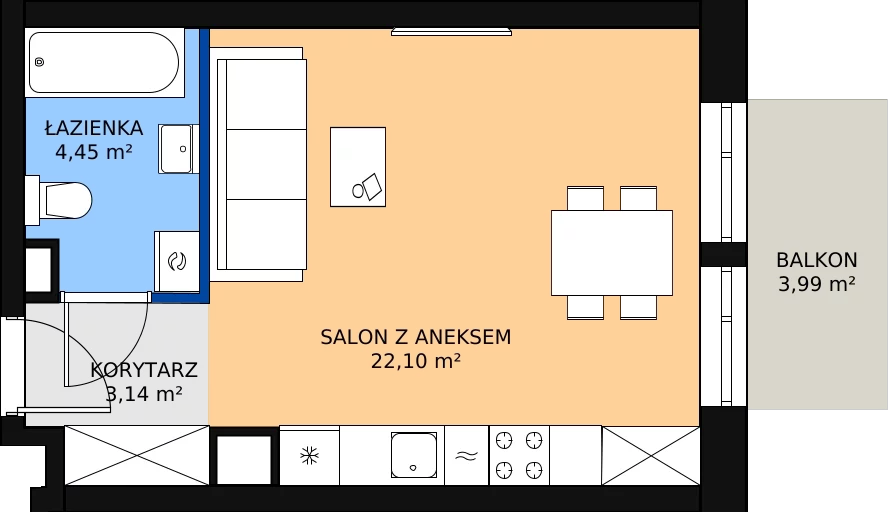 Zalety apartamentu 30.11 m², 04.1.M04