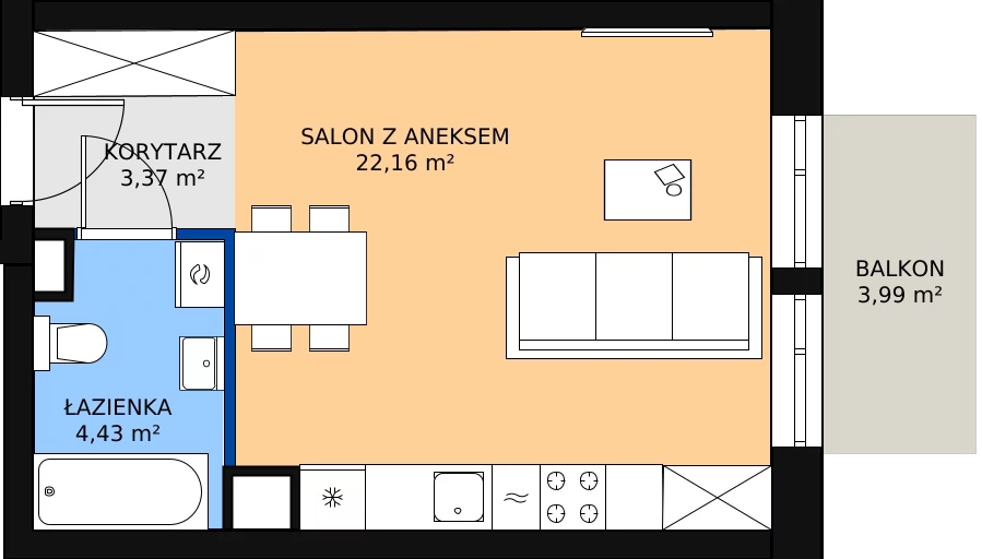 Zalety apartamentu 30.32 m², 04.2.M05
