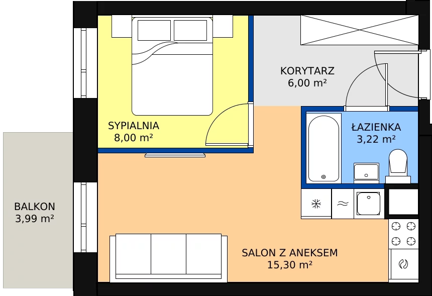 Zalety mieszkania 33.64 m², 04.5.M07