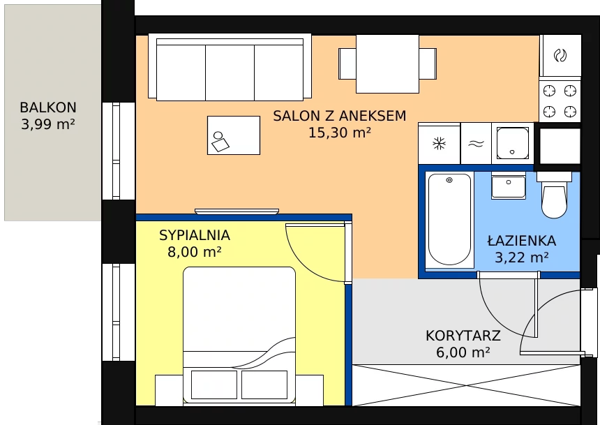 Zalety mieszkania 33.64 m², 04.5.M11