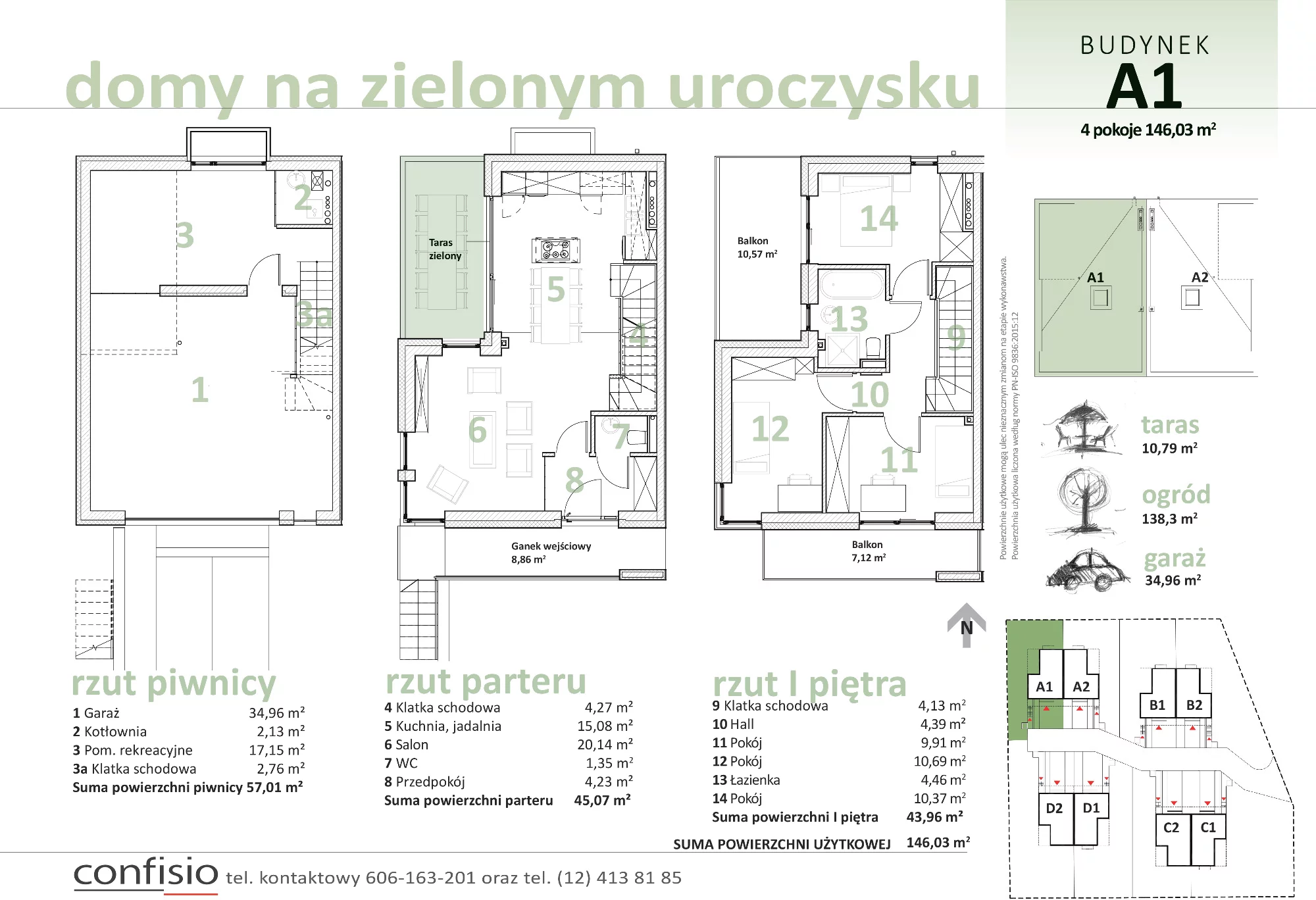 Dom 146,03 m², oferta nr A1, Domy na Zielonym Uroczysku, Kraków, Dębniki, Skotniki, ul. Generała Jana Karcza