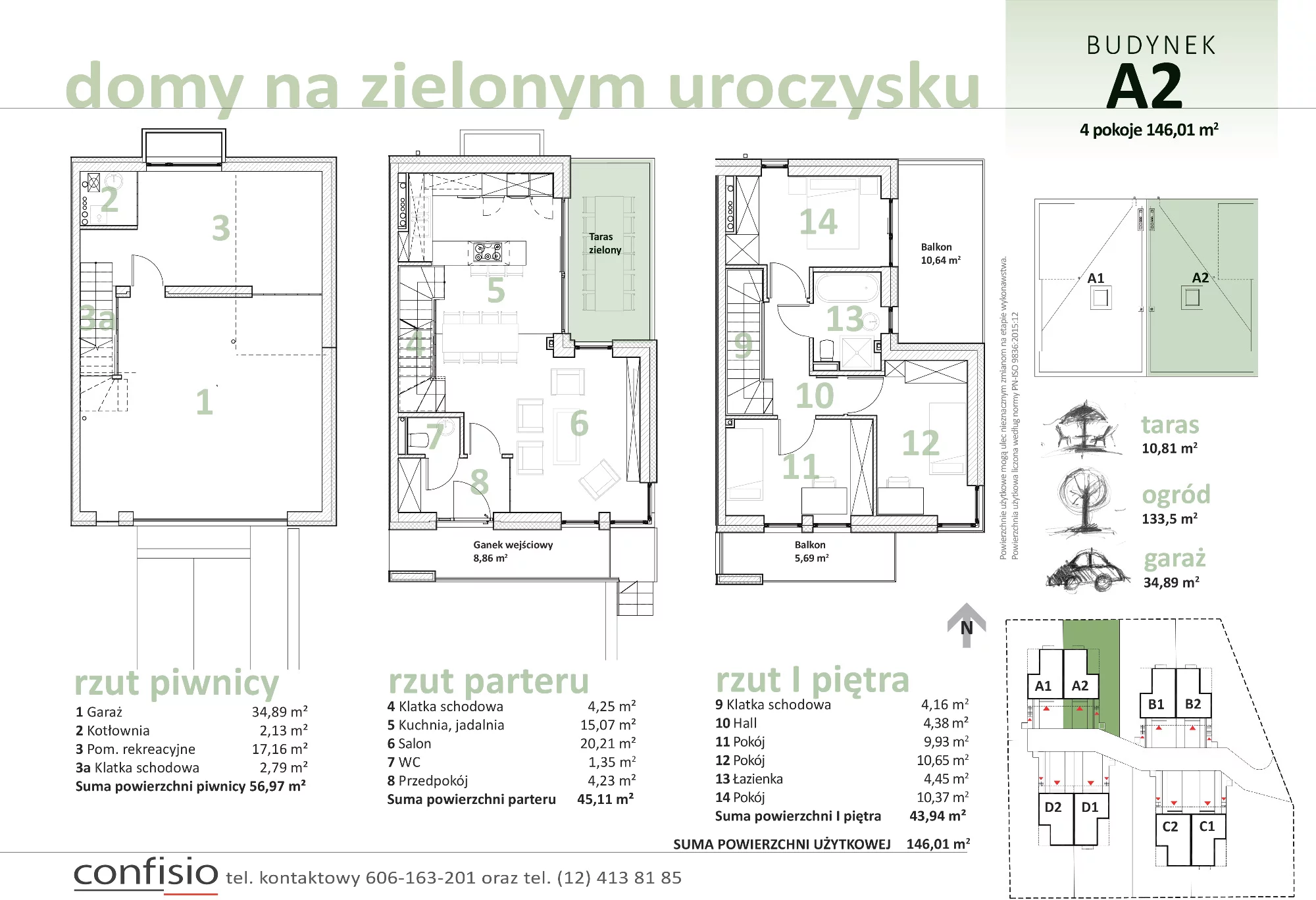 Dom 146,01 m², oferta nr A2, Domy na Zielonym Uroczysku, Kraków, Dębniki, Skotniki, ul. Generała Jana Karcza