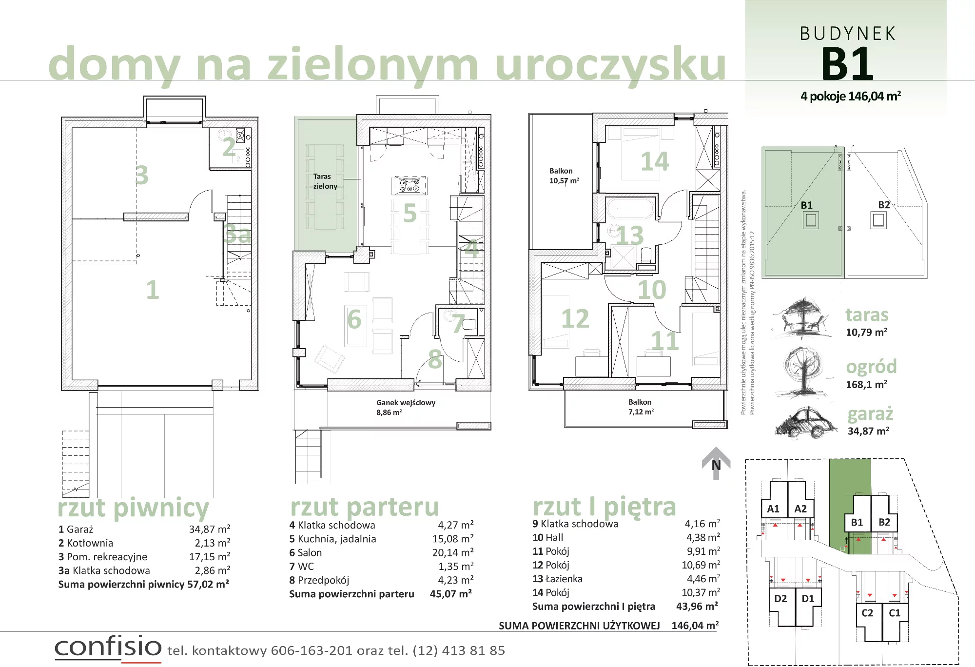 Dom 146,04 m², oferta nr B1, Domy na Zielonym Uroczysku, Kraków, Dębniki, Skotniki, ul. Generała Jana Karcza