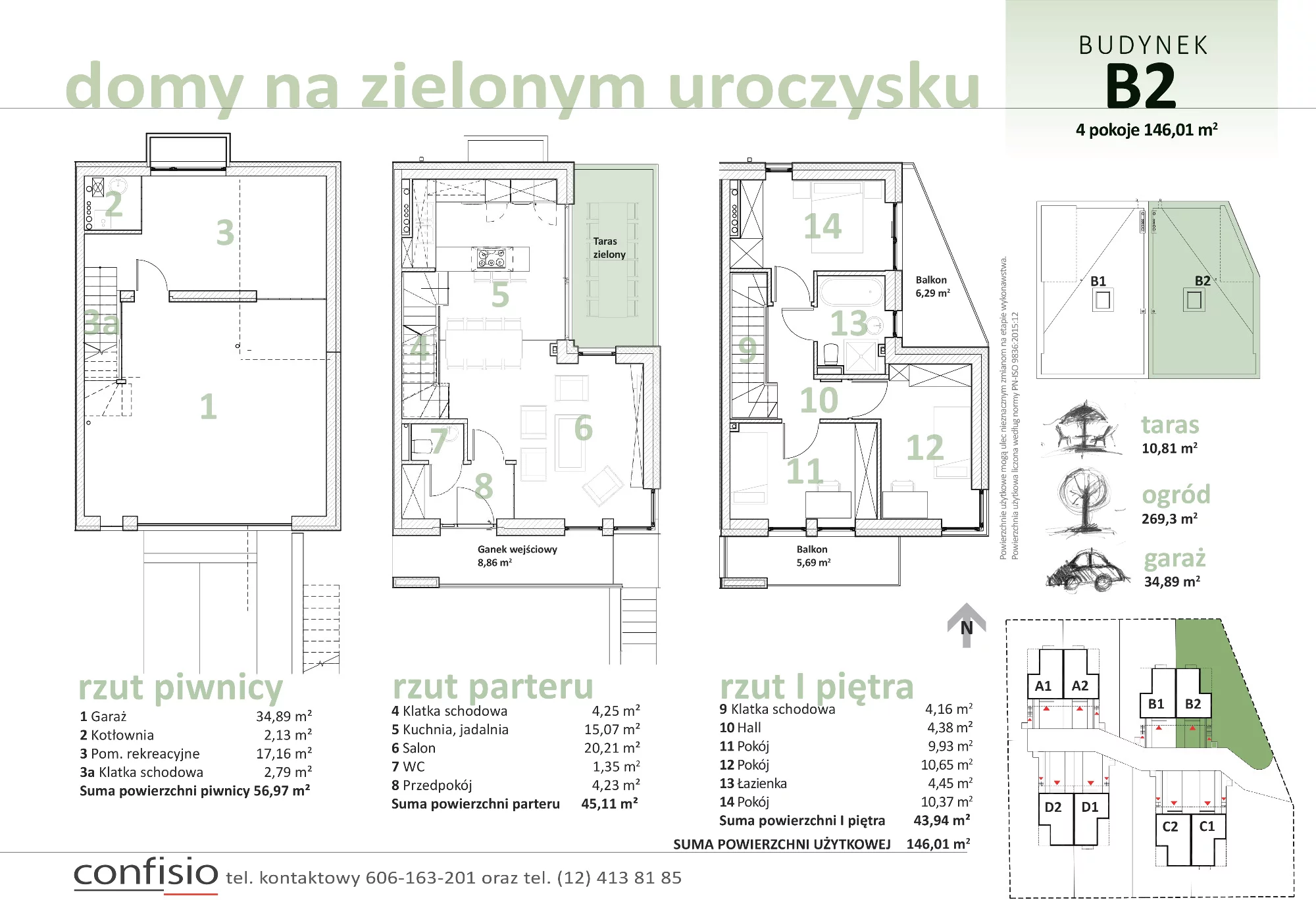 Dom 146,01 m², oferta nr B2, Domy na Zielonym Uroczysku, Kraków, Dębniki, Skotniki, ul. Generała Jana Karcza