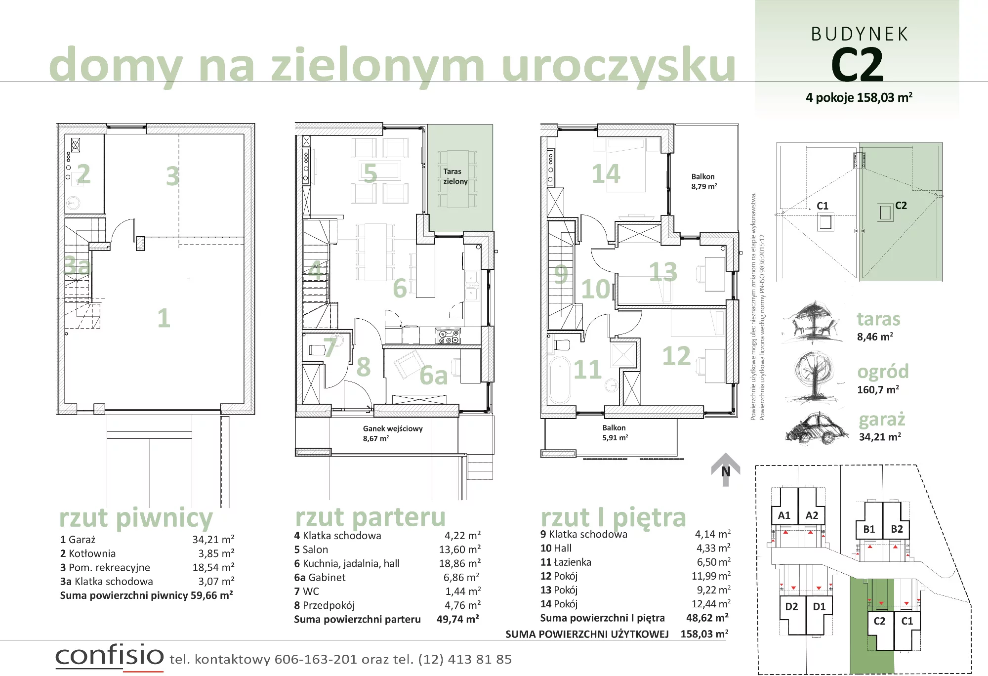 Dom 158,03 m², oferta nr C2, Domy na Zielonym Uroczysku, Kraków, Dębniki, Skotniki, ul. Generała Jana Karcza