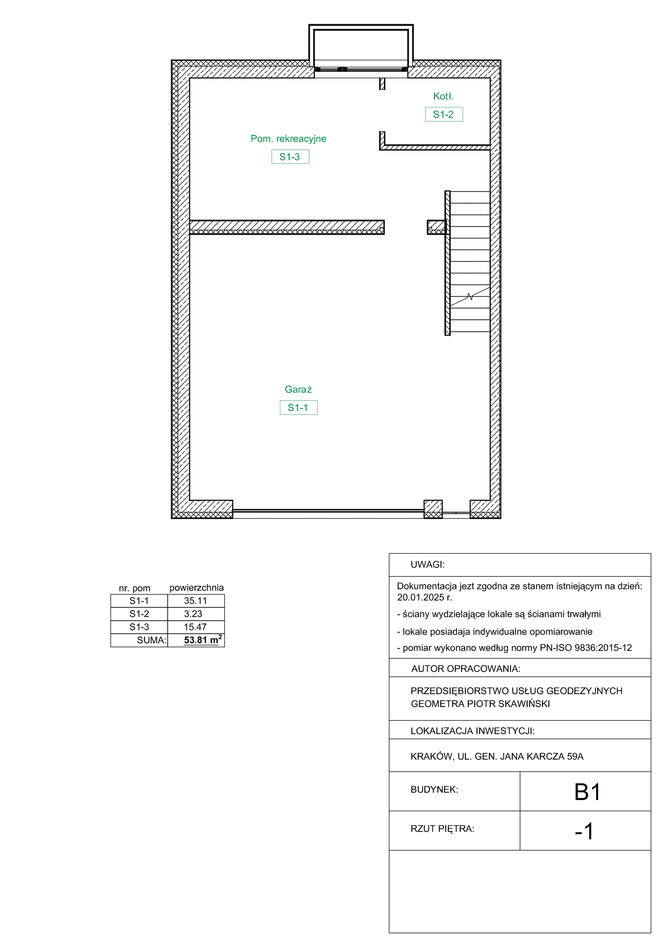 Dom 144,33 m², oferta nr B1, Domy na Zielonym Uroczysku, Kraków, Dębniki, Skotniki, ul. Generała Jana Karcza