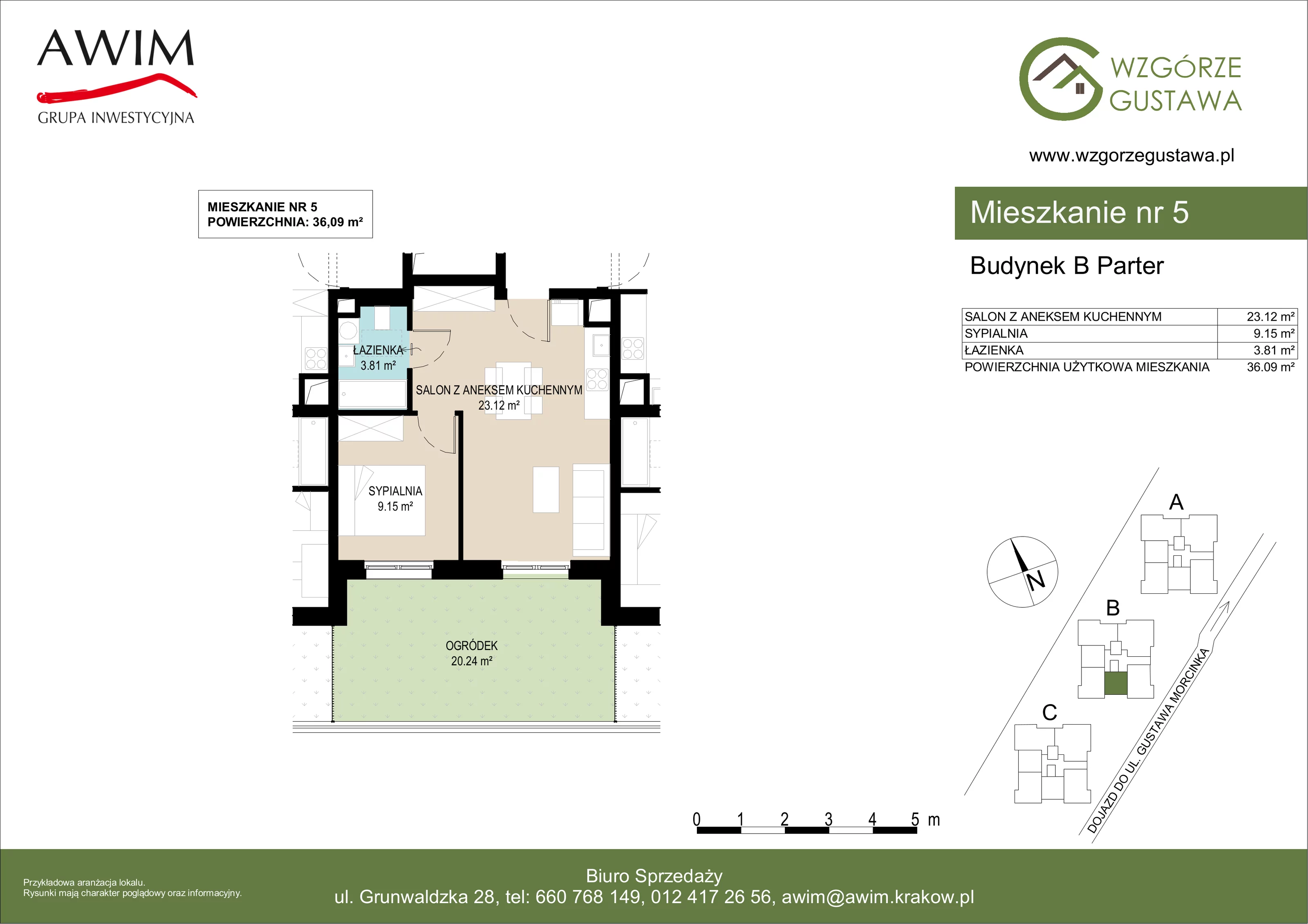 2 pokoje, mieszkanie 34,79 m², piętro 1, oferta nr B9, Wzgórze Gustawa, Kraków, Wzgórza Krzesławickie, Zesławice, ul. Gustawa Morcinka