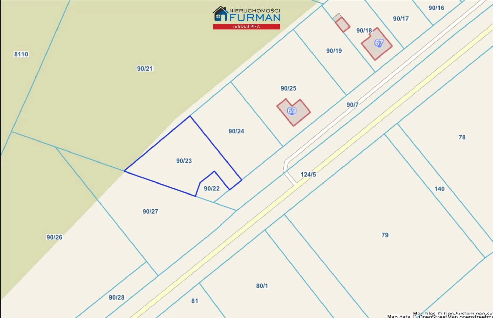 Działka 1 282,00 m², oferta nr , FRP-GS-197520-4, Krajenka