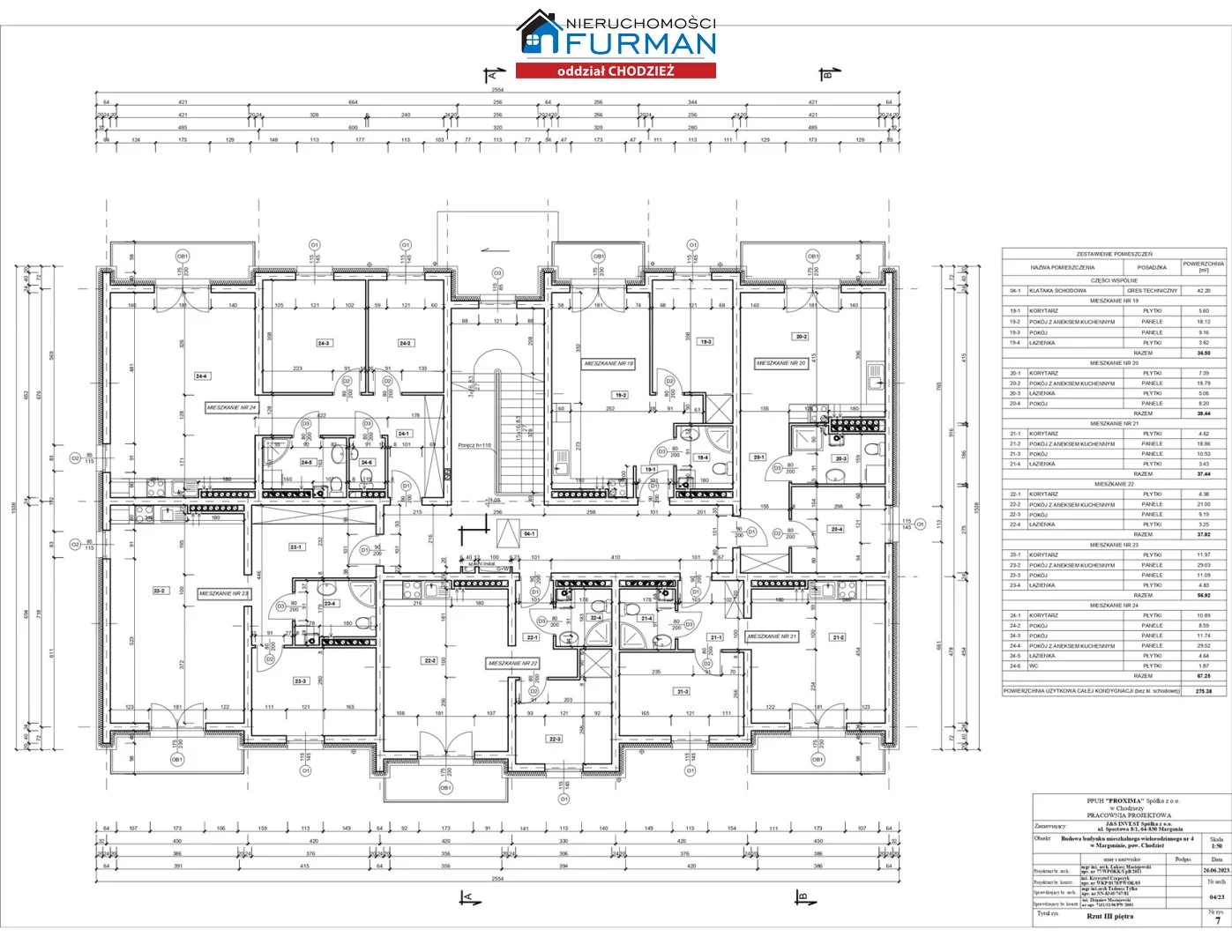 2 pokoje, mieszkanie 56,36 m², piętro 3, oferta nr , FRC-MS-196747, Margonin