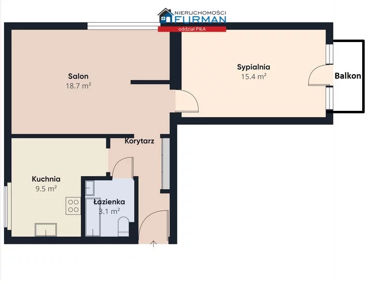 2 pokoje, mieszkanie 55,10 m², piętro 4, oferta nr , FRP-MS-198276, Piła, Śródmieście