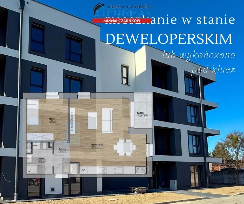 Mieszkanie dwupokojowe 45,59 m², Trzcianka, Sprzedaż