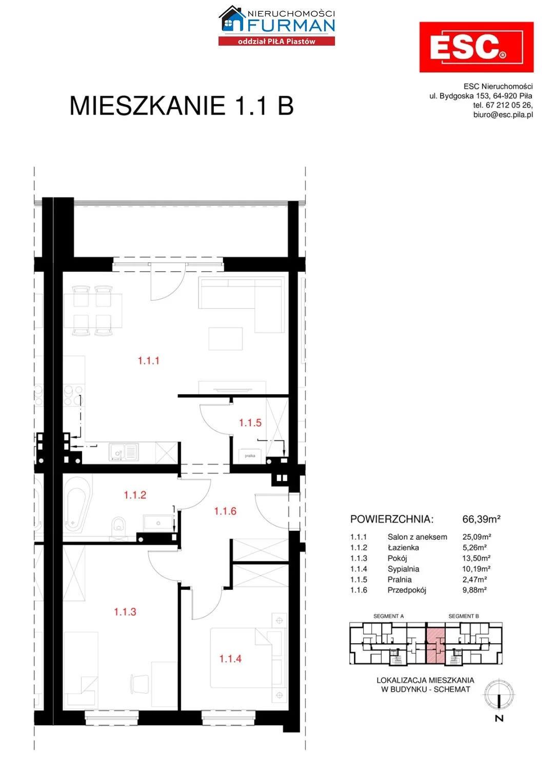 Mieszkanie trzypokojowe 66,39 m², Piła, Górne, Sprzedaż