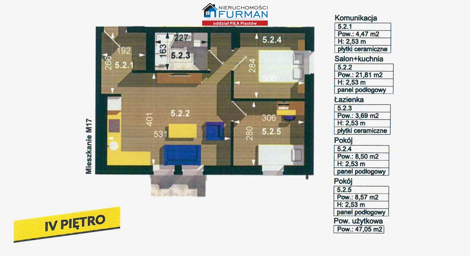 3 pokoje, mieszkanie 47,05 m², piętro 4, oferta nr , FRP-MS-197569, Trzcianka