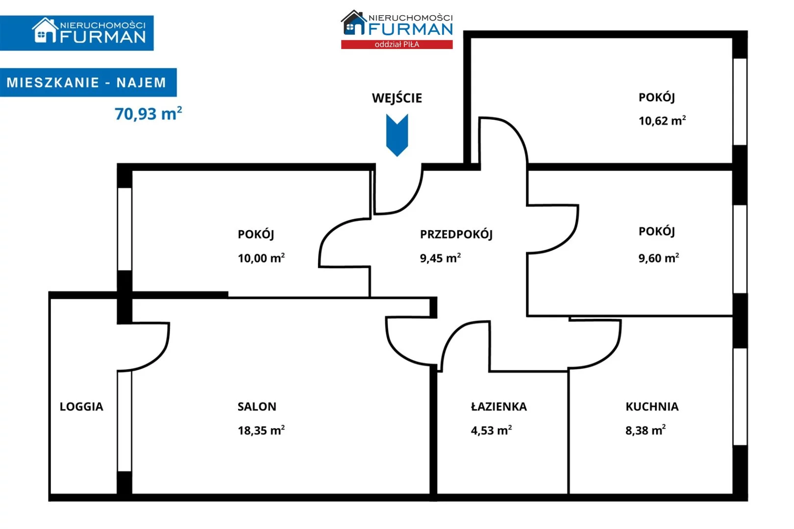 4 pokoje, mieszkanie 70,93 m², piętro 4, oferta nr , FRP-MW-198320-2, Piła, Jadwiżyn
