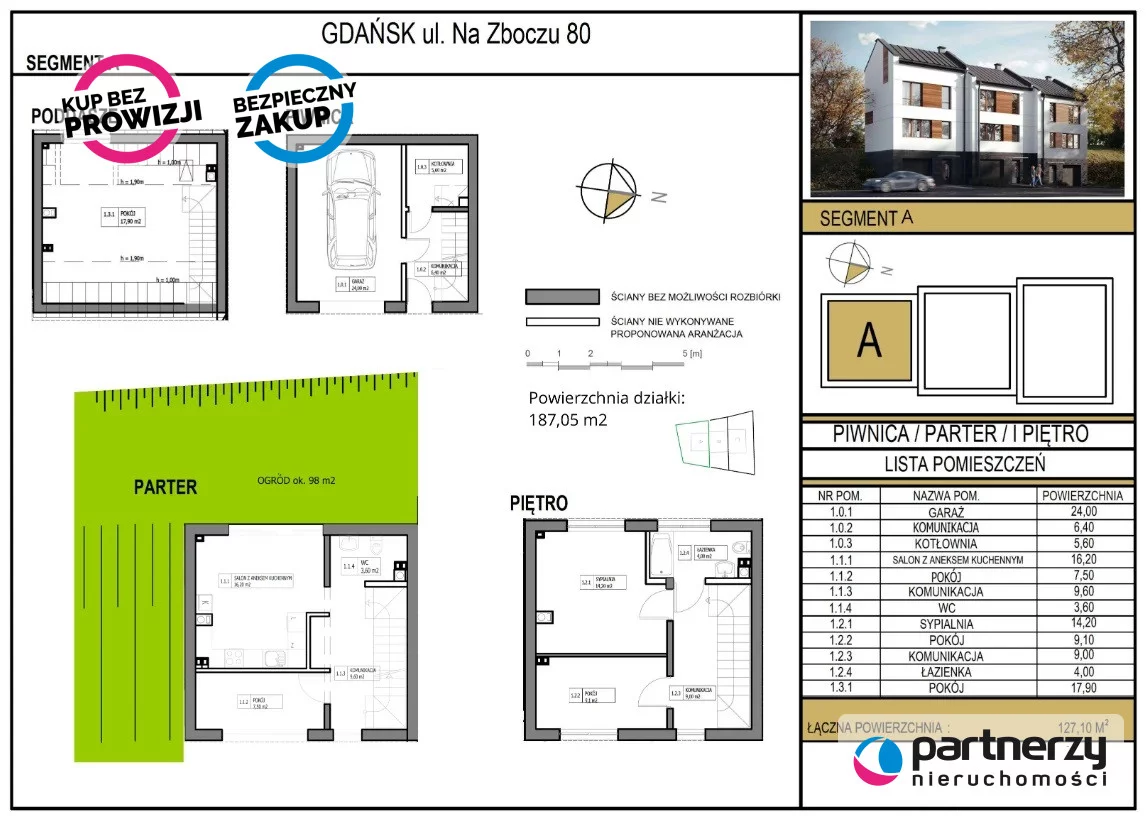 Dom i rezydencja 127,10 m², oferta nr , PAN417474, Gdańsk, Śródmieście, Na Zboczu