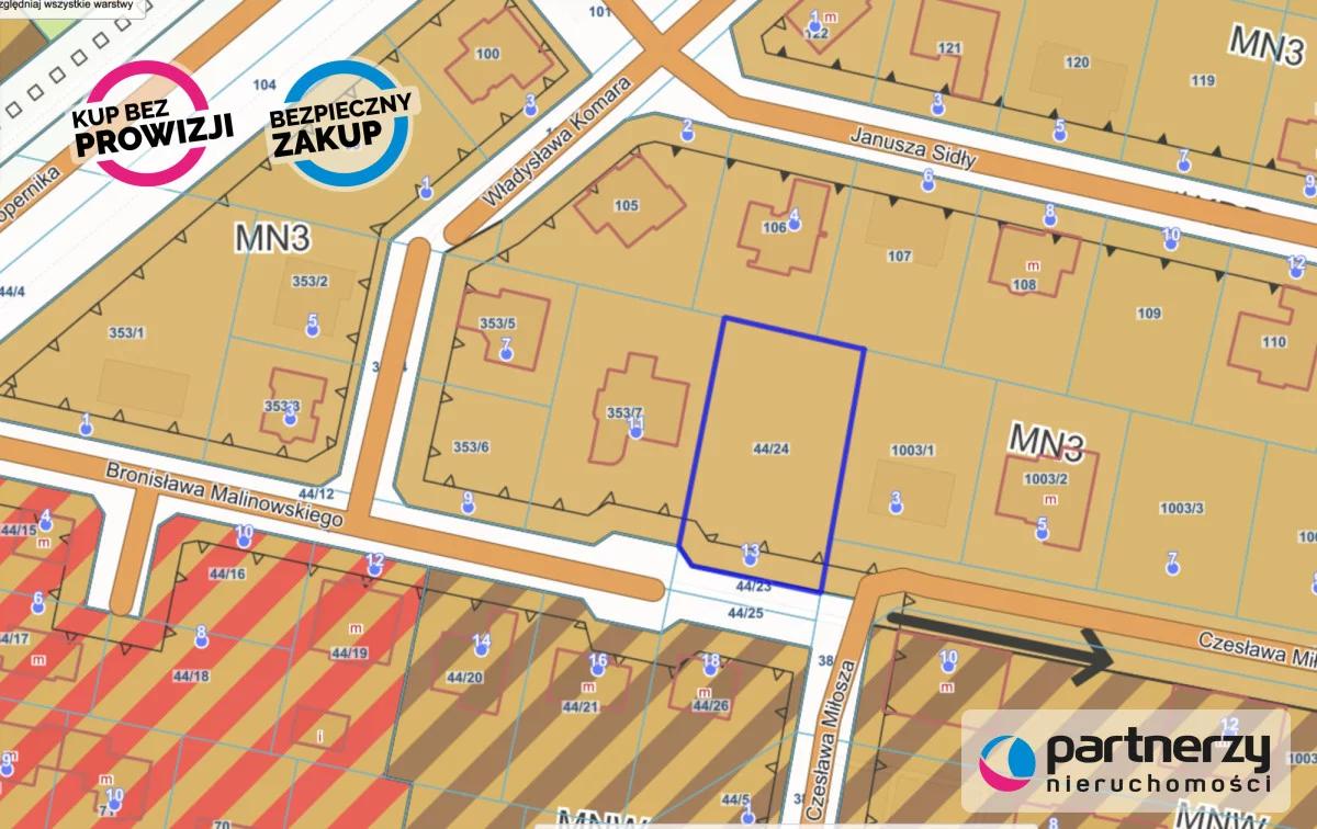 Działka 1 165,00 m², oferta nr , PAN593309, Pruszcz Gdański, Bronisława Malinowskiego