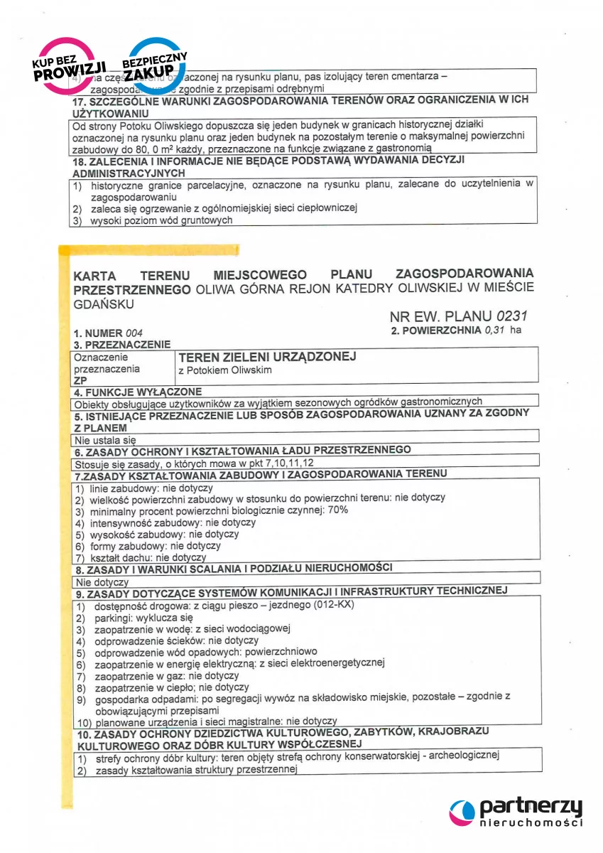 Działka 1 135,00 m², oferta nr , PAN626911, Gdańsk, Oliwa, Cystersów