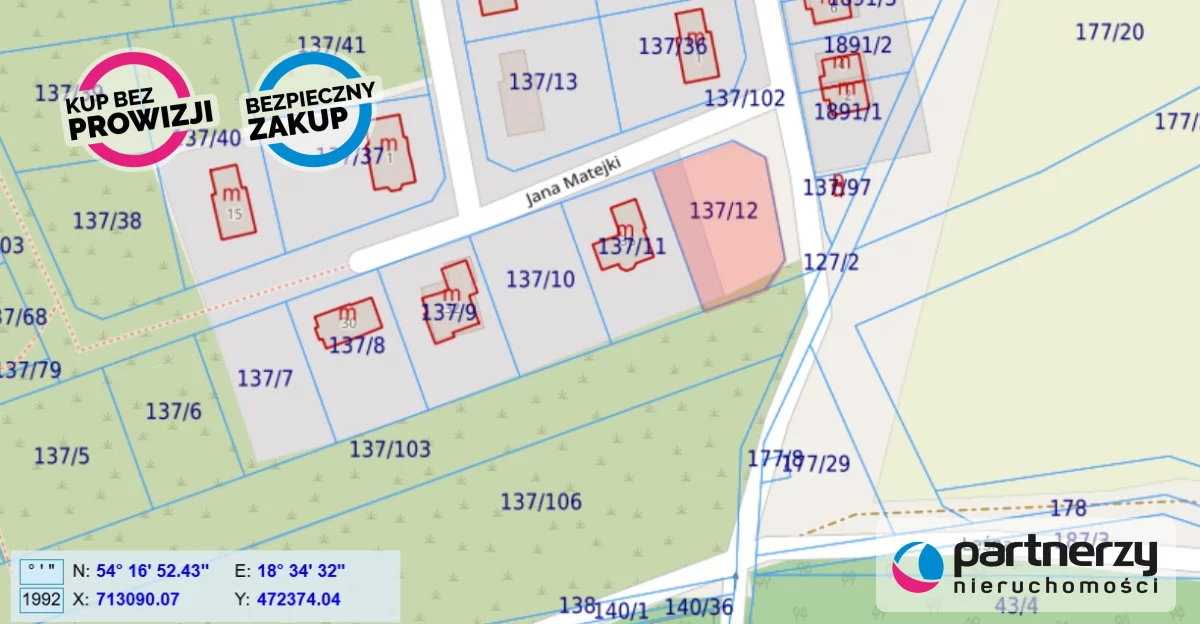 Działka 1 044,00 m², oferta nr , PAN885738, Straszyn, Jana Matejki