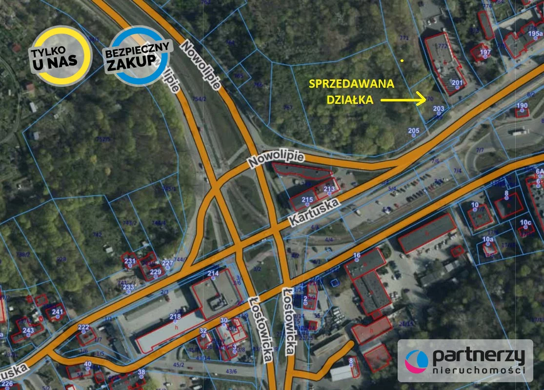 Działka 813,00 m², oferta nr , PAN209867, Gdańsk, Siedlce, Kartuska