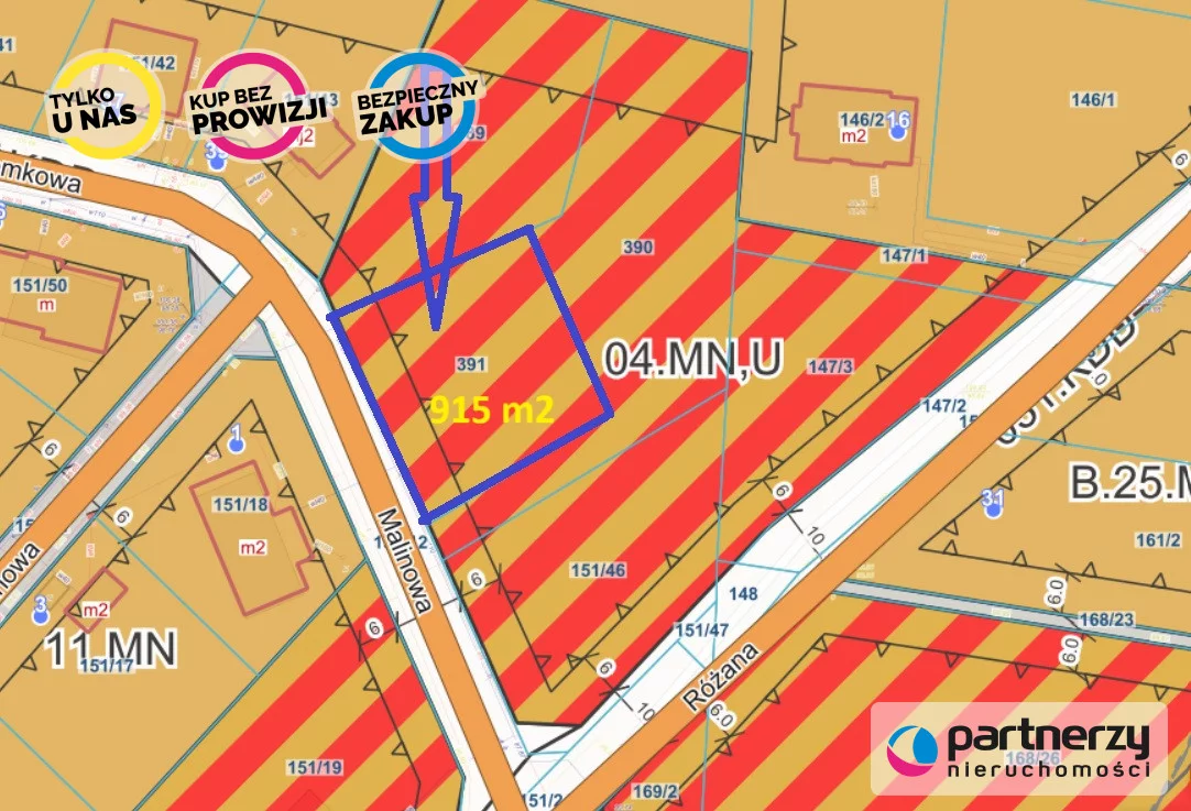 Działka 915,00 m², oferta nr , PAN361281, Gowino, Malinowa