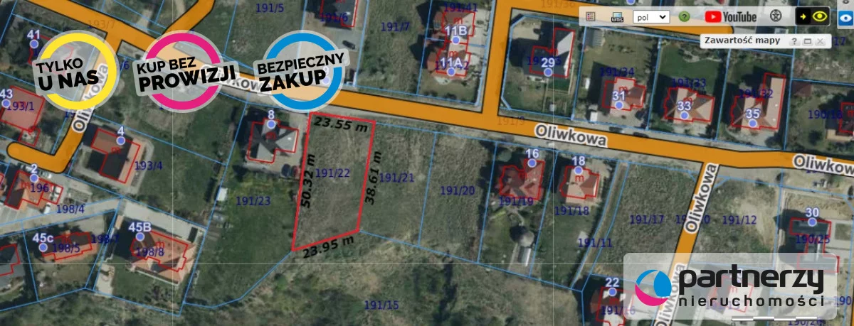 Działka 990,00 m², oferta nr , PAN800172, Gdańsk, Jasień, Oliwkowa