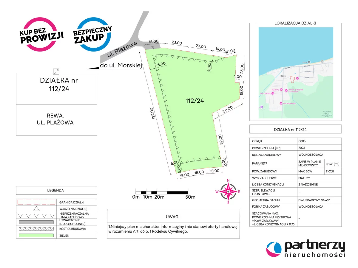 Działka 7 128,00 m², Rewa, Plażowa, Sprzedaż