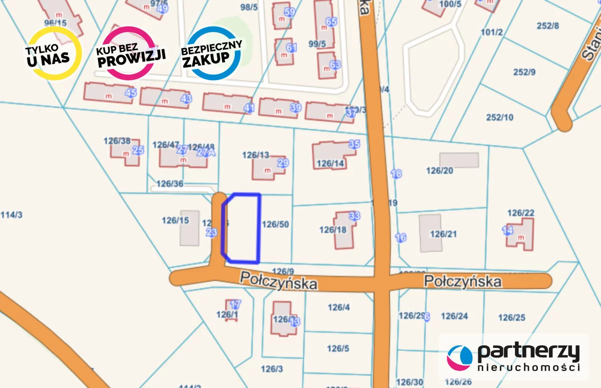 Działka 541,00 m², oferta nr , PAN629036, Gdańsk, Jasień, Połczyńska