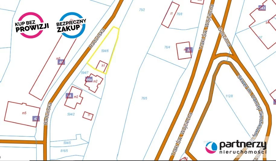 Działka 341,00 m², oferta nr , PAN293488, Gdańsk, Orunia-Św. Wojciech-Lipce, Orunia, Raduńska