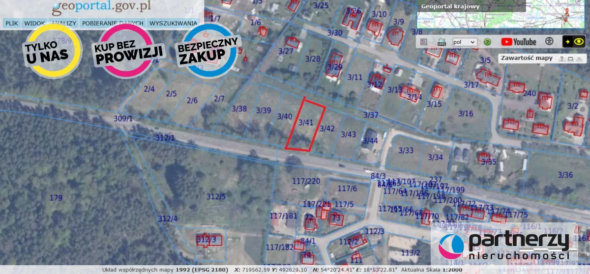 Działka 1 214,00 m², oferta nr , PAN667762, Gdańsk, Wyspa Sobieszewska, Sobieszewo, Turystyczna