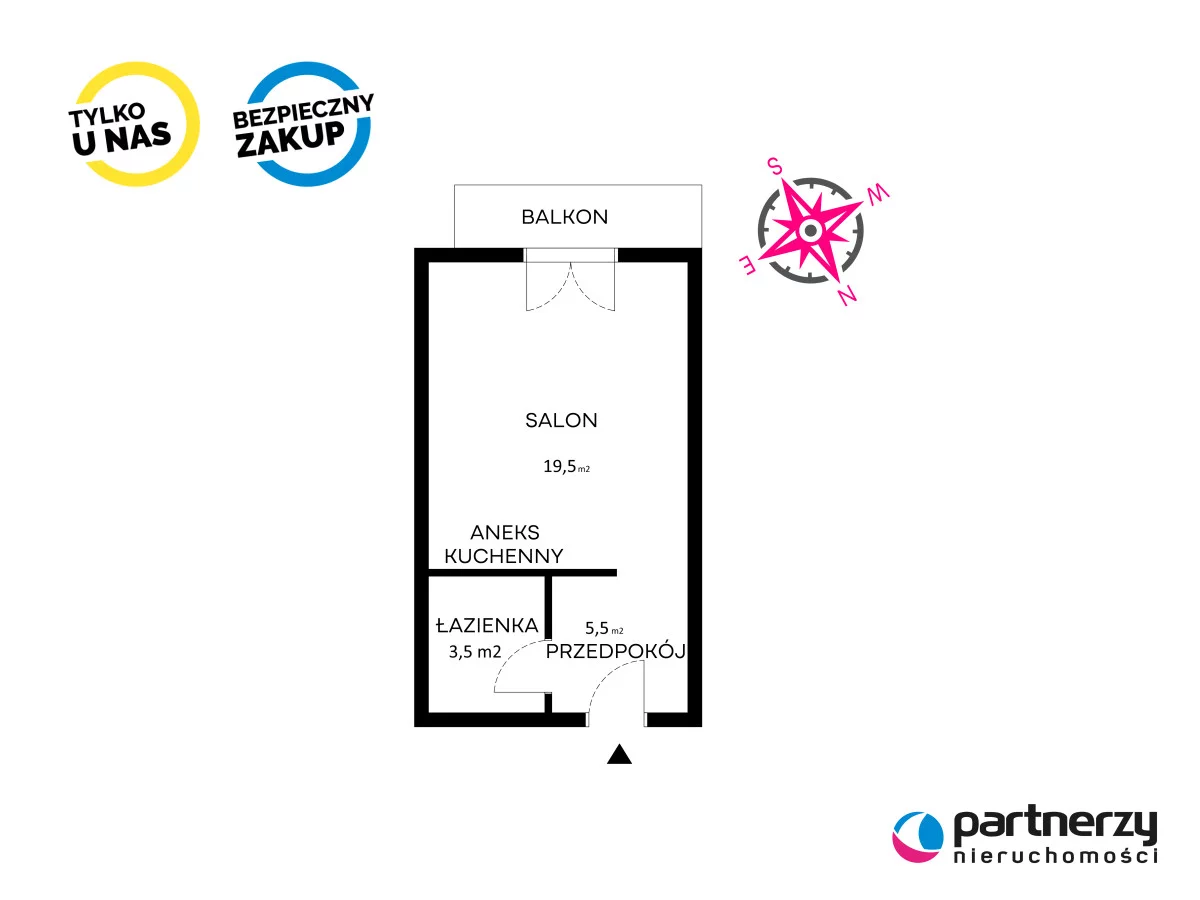 1 pokój, mieszkanie 28,03 m², piętro 2, oferta nr , PAN412514, Bolszewo, Polna