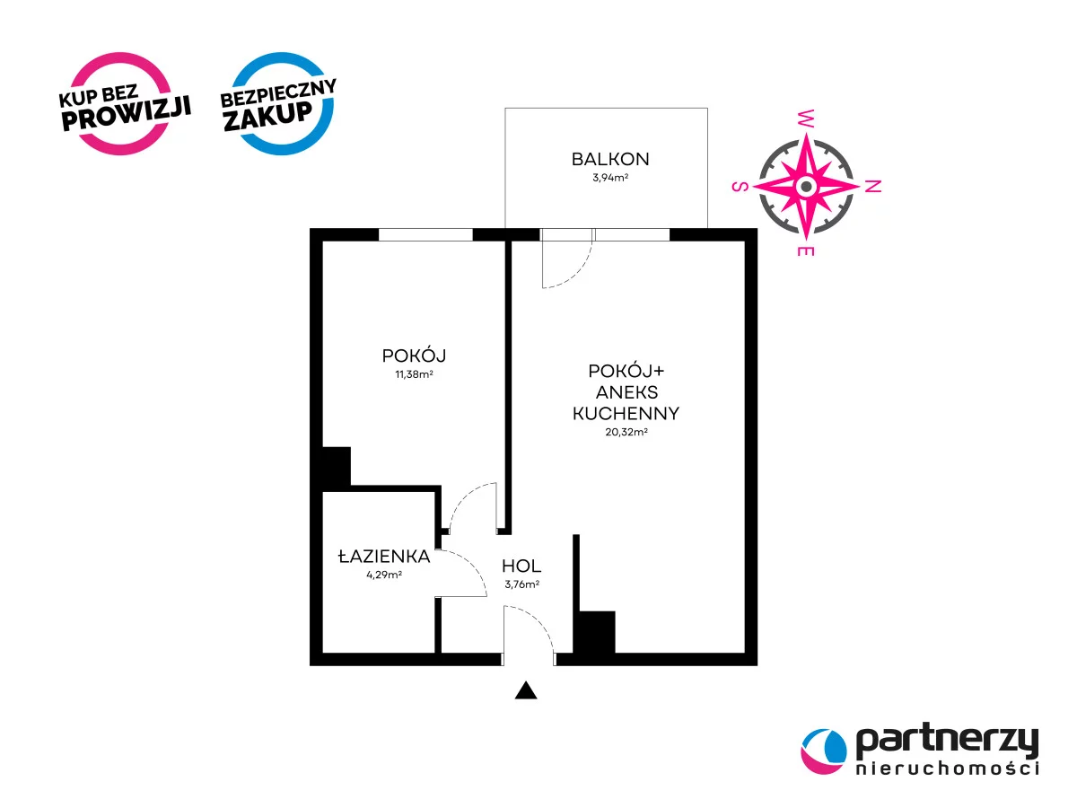 2 pokoje, mieszkanie 39,75 m², piętro 3, oferta nr , PAN483869, Gdańsk, Ujeścisko-Łostowice, Ujeścisko, Cedrowa