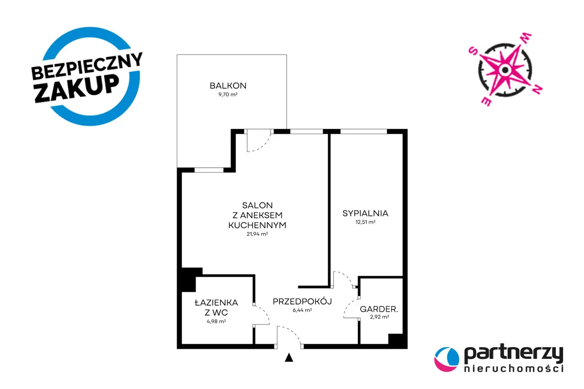 2 pokoje, apartament 48,69 m², piętro 1, oferta nr , PAN305639, Gdynia, Mały Kack, Mały Kack, Leśna