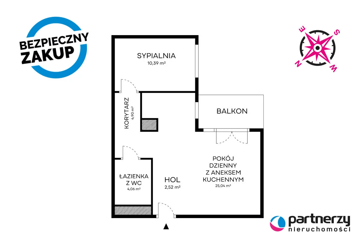 2 pokoje, mieszkanie 47,15 m², piętro 4, oferta nr , PAN105541, Gdańsk, Wrzeszcz, Mariana Hemara