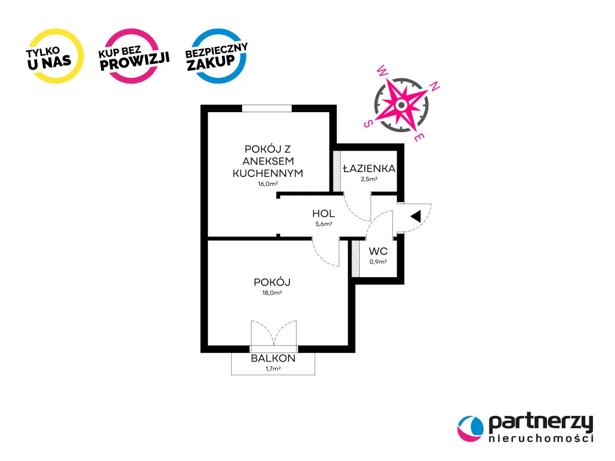 2 pokoje, mieszkanie 43,00 m², piętro 4, oferta nr , PAN376005, Gdańsk, Wrzeszcz, Marii Konopnickiej