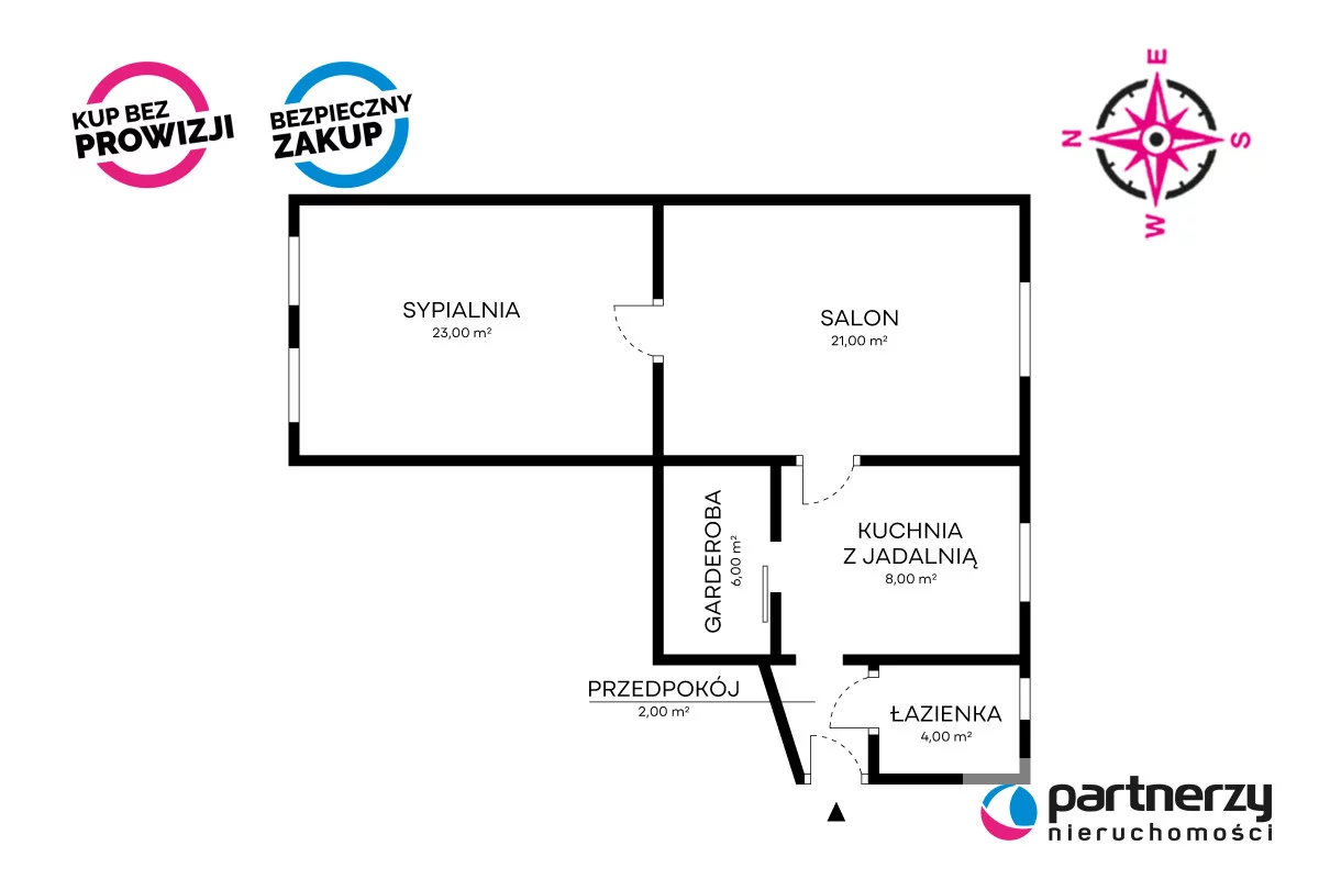 2 pokoje, mieszkanie 65,00 m², piętro 1, oferta nr , PAN502056, Gdańsk, Oliwa, Obrońców Westerplatte