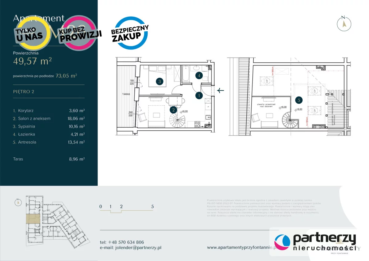 2 pokoje, mieszkanie 49,57 m², piętro 2, oferta nr , PAN676131, Krynica Morska, Spacerowa
