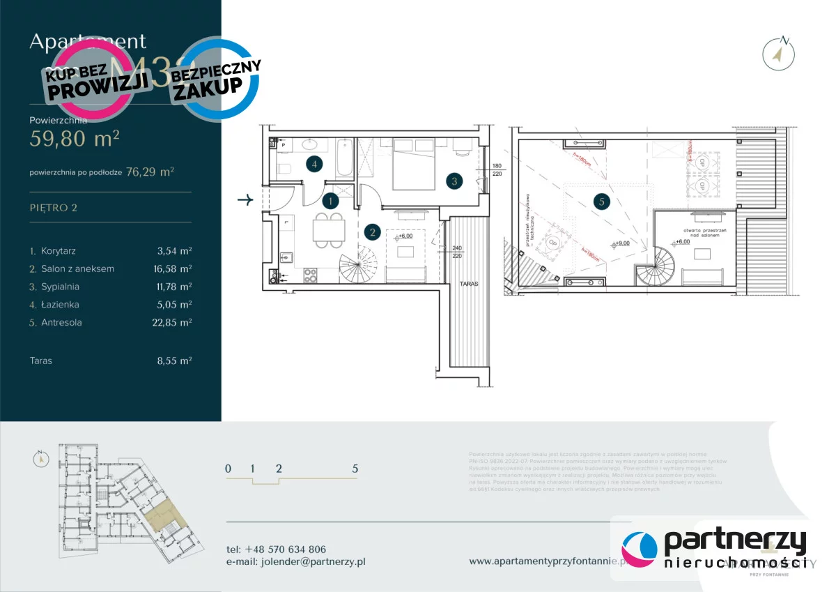 2 pokoje, mieszkanie 59,80 m², piętro 2, oferta nr , PAN183511, Krynica Morska, Spacerowa