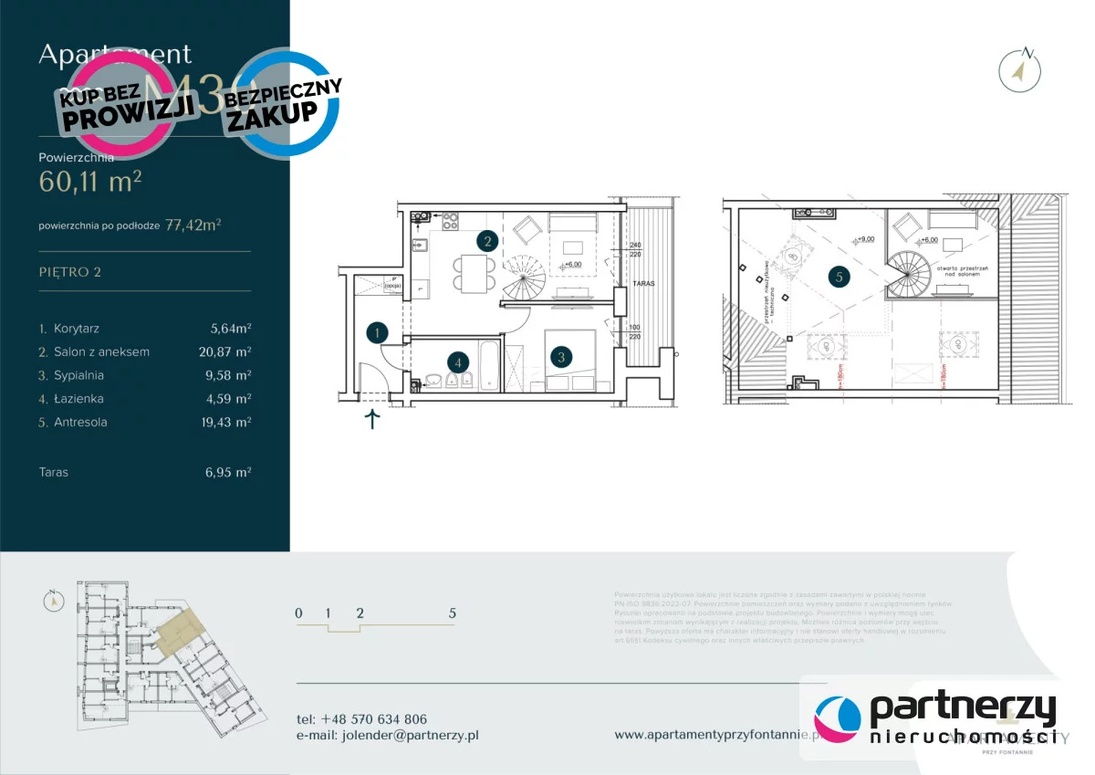 2 pokoje, mieszkanie 60,11 m², piętro 2, oferta nr , PAN860793, Krynica Morska, Spacerowa