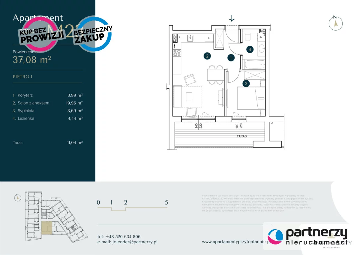 2 pokoje, mieszkanie 37,08 m², piętro 1, oferta nr , PAN862256, Krynica Morska, Spacerowa