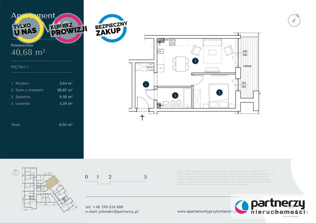 2 pokoje, mieszkanie 40,68 m², piętro 1, oferta nr , PAN697919, Krynica Morska, Spacerowa
