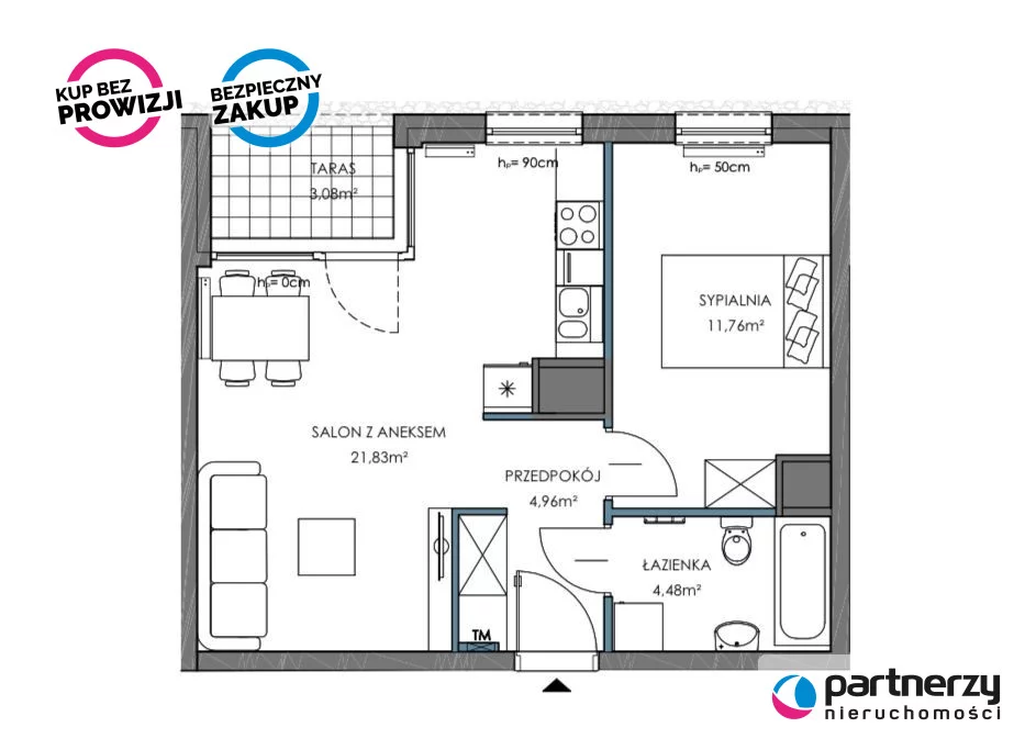2 pokoje, mieszkanie 43,09 m², parter, oferta nr , PAN896695, Gdańsk, Letnica, Starowiejska