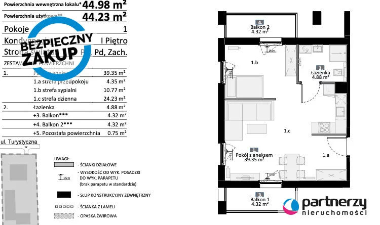 2 pokoje, mieszkanie 44,23 m², piętro 1, oferta nr , PAN928330, Gdańsk, Wyspa Sobieszewska, Sobieszewo, Turystyczna
