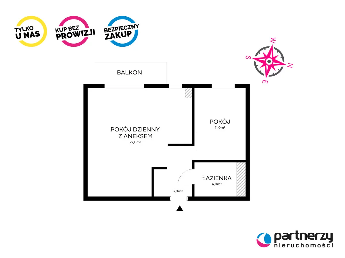 2 pokoje, mieszkanie 45,00 m², piętro 2, oferta nr , PAN732746, Gdynia, Witomino, Uczniowska