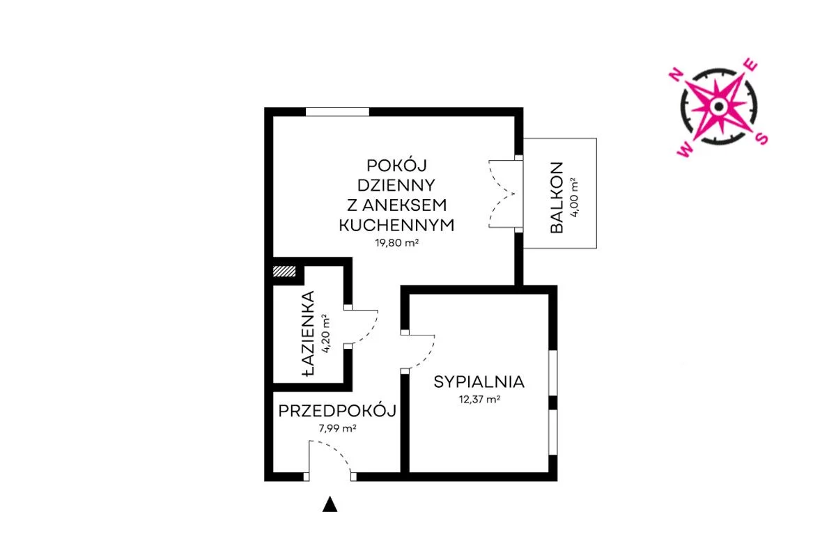 Mieszkanie dwupokojowe 44,26 m², Gdańsk, Ujeścisko-Łostowice, Zakoniczyn, Wieżycka, Sprzedaż