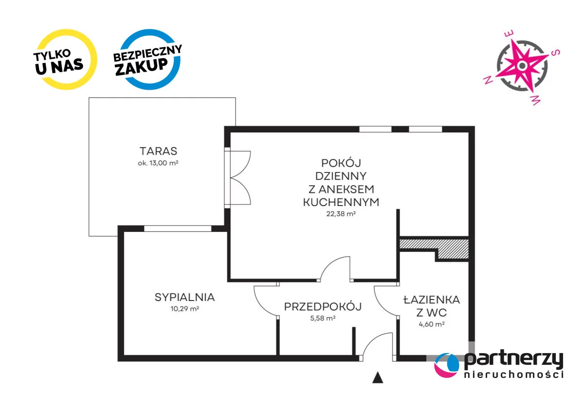 2 pokoje, mieszkanie 42,96 m², piętro 2, oferta nr , PAN906735, Borkowo, Współczesna