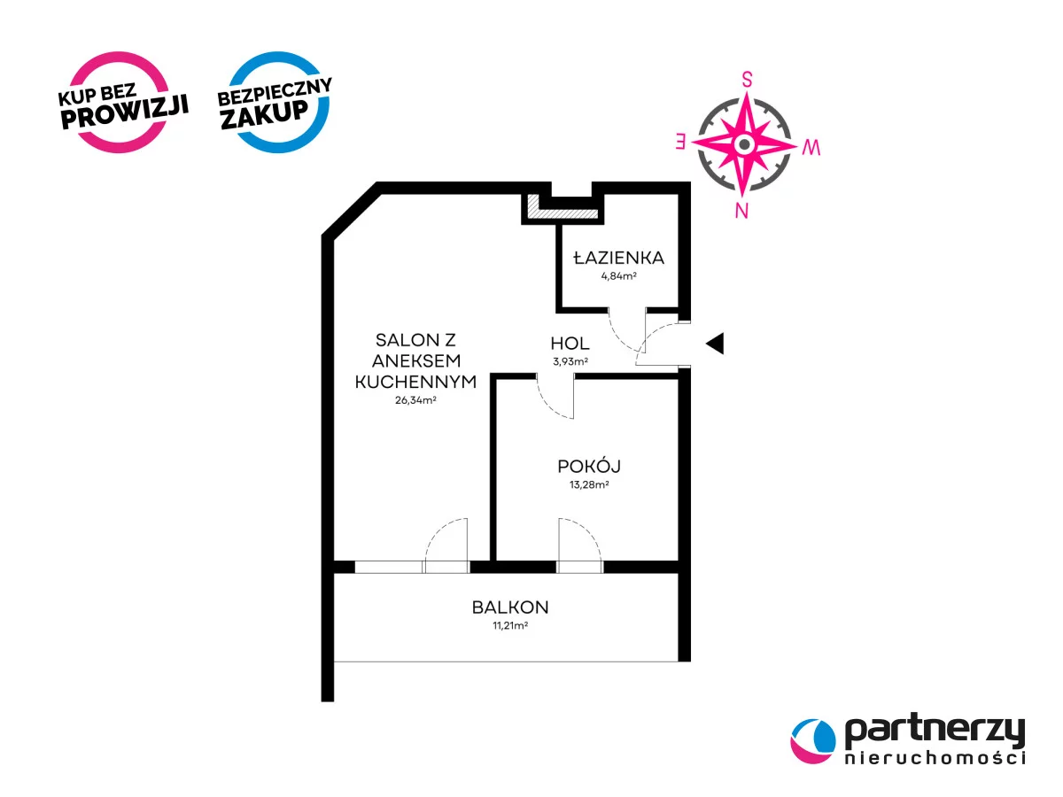 2 pokoje, mieszkanie 48,39 m², piętro 5, oferta nr , PAN543856, Chłapowo, Żeromskiego